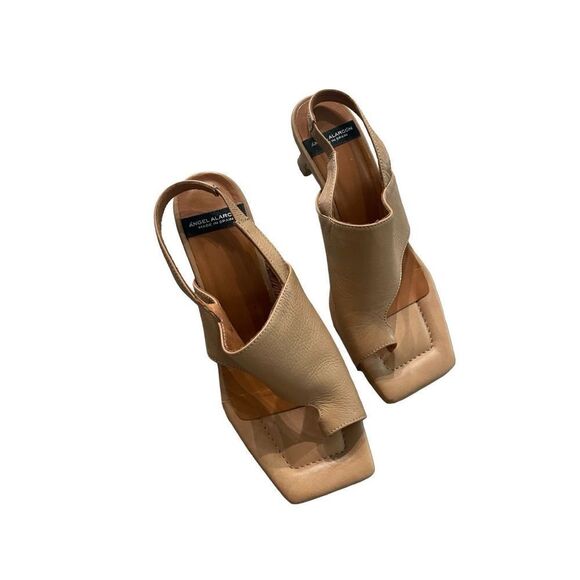 Angel Alarcon Womens Brown Classic Leather Slingback Heels Sandals Size 8 - Picture 4 of 8